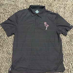 Chubbies Size Medium Black Stripe Neon Flamingo Classic Golf Performance Polo